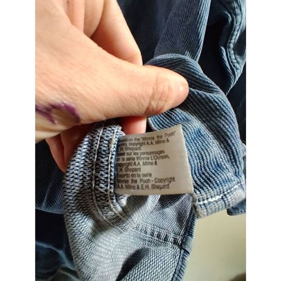 Vintage Disney Winnie The Pooh Long Embroidered Cotton Denim Button Down Shirt S - Picture 3 of 5